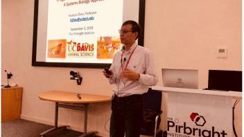 Dr. Zhou presenting at the PirBright Institute 