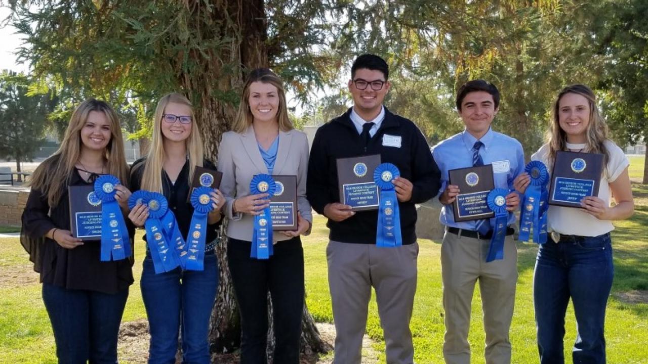 Livestock Judging Team: Megan Canel, Ashley Felsch, Catharine Renner, Jackson Sawyer, Craig Miramontes and Alia Ames in Fresno