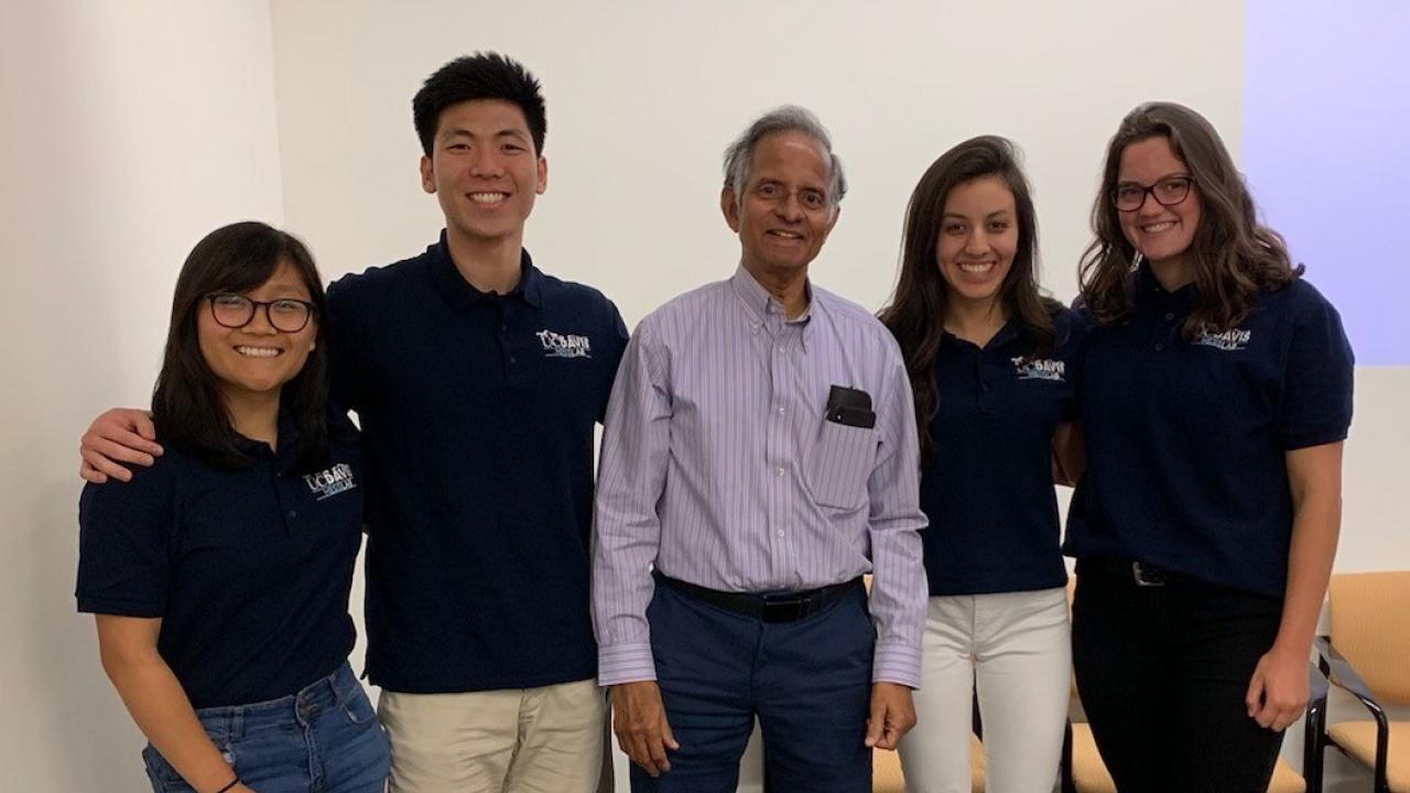 Vivian Chu, Kevin Do,  Program Director Professor Subramaniam Muralidharan, Maria Gonzalez and Abigail Pfefferlen at the UCD VIP Annual Student Conference